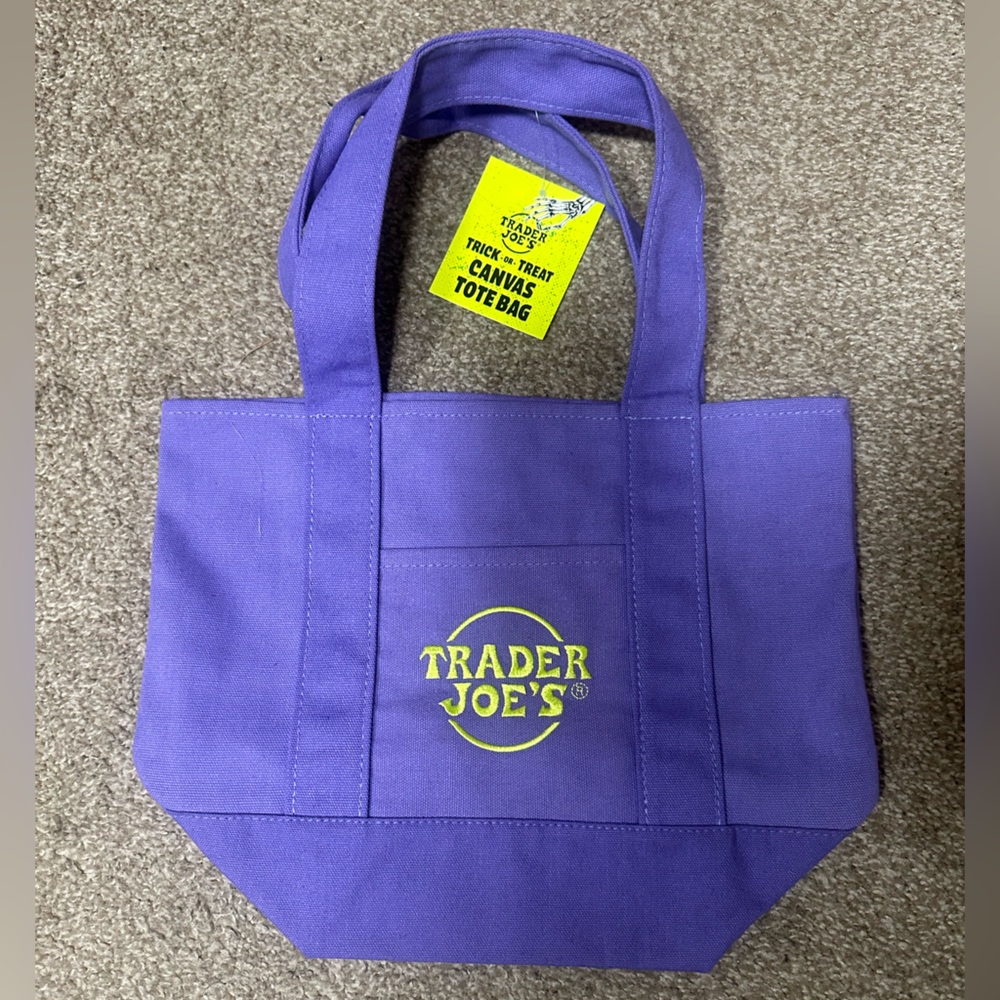 Trader Joe's Reusable Mini Tote Bag, Purple, limited edition, Halloween theme